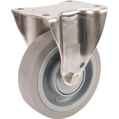 Roulettes pivotantes en acier inoxydable à bandage en caoutchouc gris élastique TENTE 8478UFC160P63