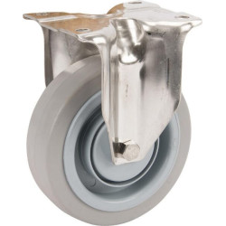 Roulettes pivotantes en acier inoxydable à bandage en caoutchouc gris élastique TENTE 8478UFC125P62
