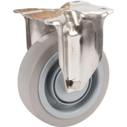 Roulettes pivotantes en acier inoxydable à bandage en caoutchouc gris élastique TENTE 8478UFC100P62