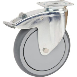 Roulettes pivotantes en acier galvanisé à platine de fixation TENTE 2477PJP125P50