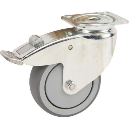 Roulettes pivotantes en acier galvanisé à platine de fixation TENTE 2477PJP100P50