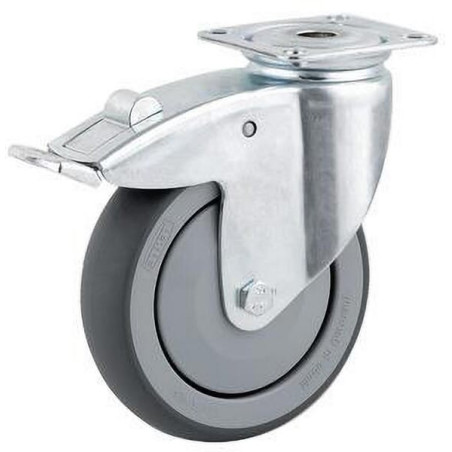 Roulettes pivotantes en acier galvanisé à platine de fixation TENTE 2477PJP075P40