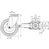 Roulettes pivotantes en acier galvanisé à platine de fixation TENTE 2470PJP150P50