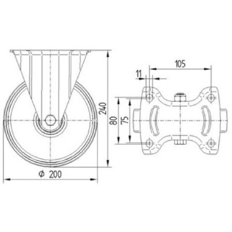 Roulettes pivotantes à bandage TENTE 3478UOR200P63