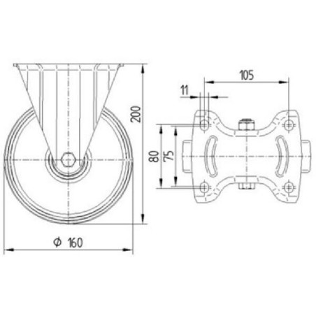 Roulettes pivotantes à bandage TENTE 3478UOR160P63