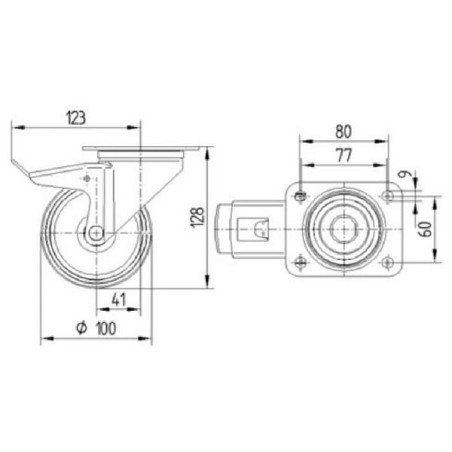 Roulettes pivotantes à bandage TENTE 3477UOJ100P62