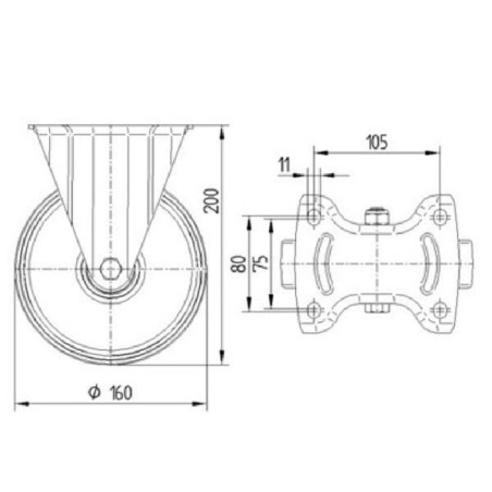 Roulettes pivotantes à bandage en polyuréthane TENTE 3478UAR160P63