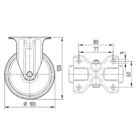 Roulettes pivotantes à bandage en polyuréthane TENTE 3478UAR100P62