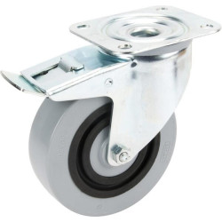 Roulettes pivotantes à bandage en polyamide gris et anneau central en caoutchouc TENTE 3477HUR125P62