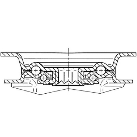 Roulettes pivotantes à bandage en polyamide gris et anneau central en caoutchouc TENTE 3477HUR125P62
