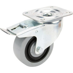 Roulettes pivotantes à bandage en polyamide gris et anneau central en caoutchouc TENTE 3477HUR100P62