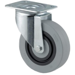 Roulettes pivotantes à bandage en polyamide gris et anneau central en caoutchouc TENTE 3470HUR100P62