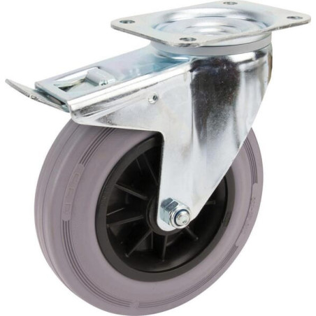 Roulettes pivotantes à bandage en caoutchouc noir TENTE 3477PIR200P63