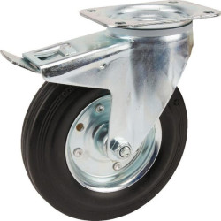 Roulettes pivotantes à bandage en caoutchouc noir TENTE 3477DVR200P63