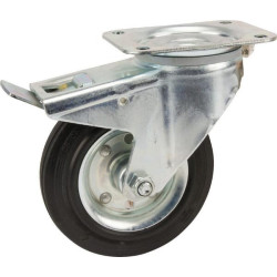 Roulettes pivotantes à bandage en caoutchouc noir TENTE 3477DVR160P63