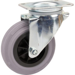 Roulettes pivotantes à bandage en caoutchouc noir TENTE 3470PIR160P63