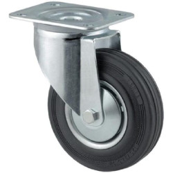 Roulettes pivotantes à bandage en caoutchouc noir TENTE 3470DVR200P63
