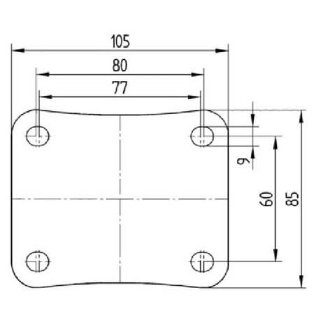 Roulettes pivotantes à bandage en caoutchouc noir TENTE 3470DVR200P63