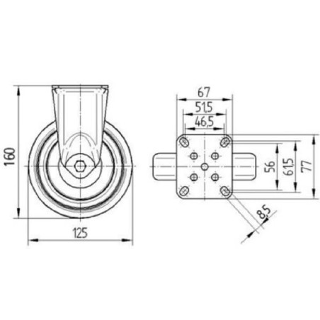 Roulettes fixe TENTE 2478PJP125P50