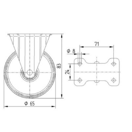 Roulettes en matière synthétique à platine de fixation TENTE 3438POO065P609554