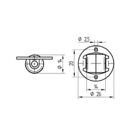 Roulettes en matière synthétique à platine de fixation TENTE 1298UOI014P80