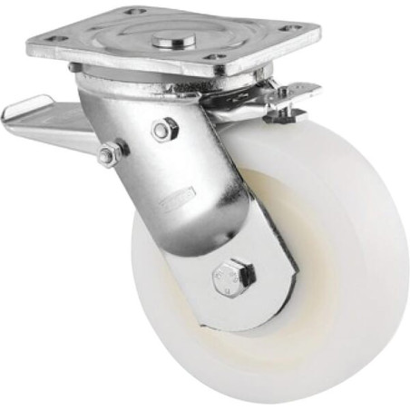 Roulette pivotante, chape et platine en acier mécano-soudé, zingué bleu TENTE 9682TOP250P63