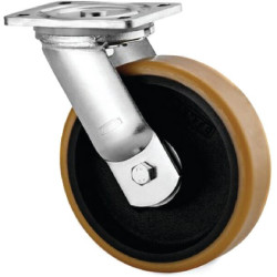 Roulette pivotante, chape et platine en acier mécano-soudé, zingué bleu TENTE 9680ETP080P63