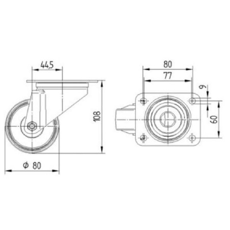 Roulette pivotante TENTE 3470UOJ080P62