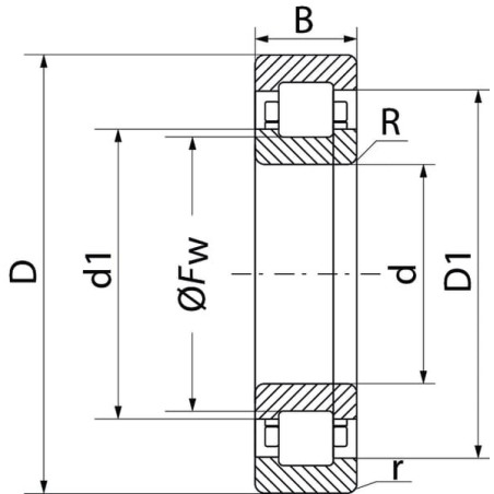 Roulement rouleaux cylindriques SKF NUP309ECJC3